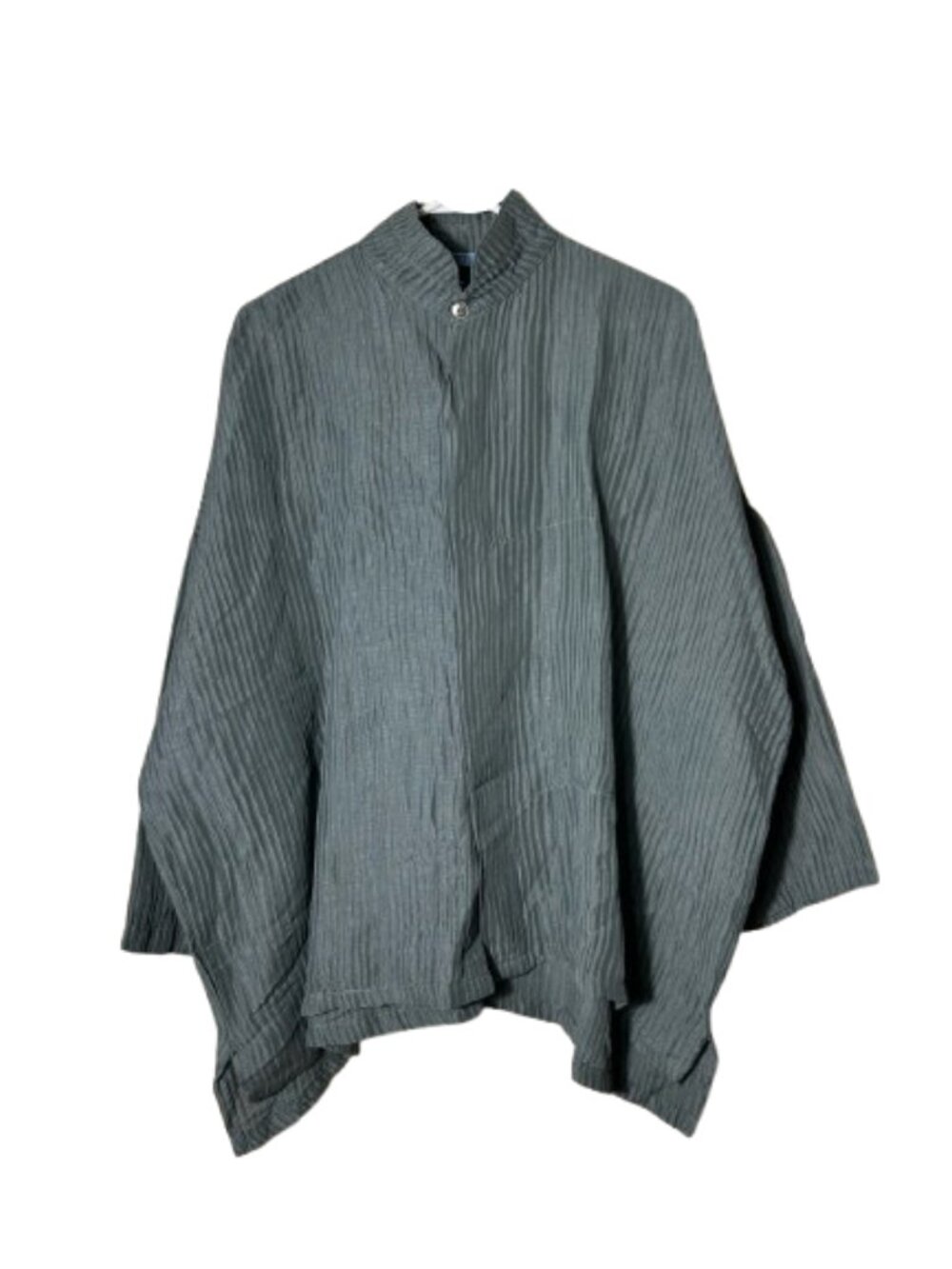 Planet Lauren G gray green crinkle silk linen top womens OS lagenlook oversized